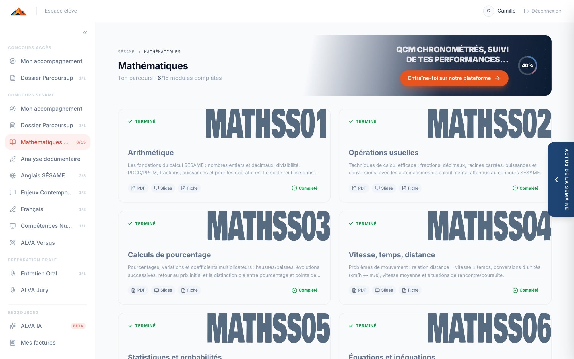 Le parcours Mathématiques SÉSAME : les modules en cartes, six terminés